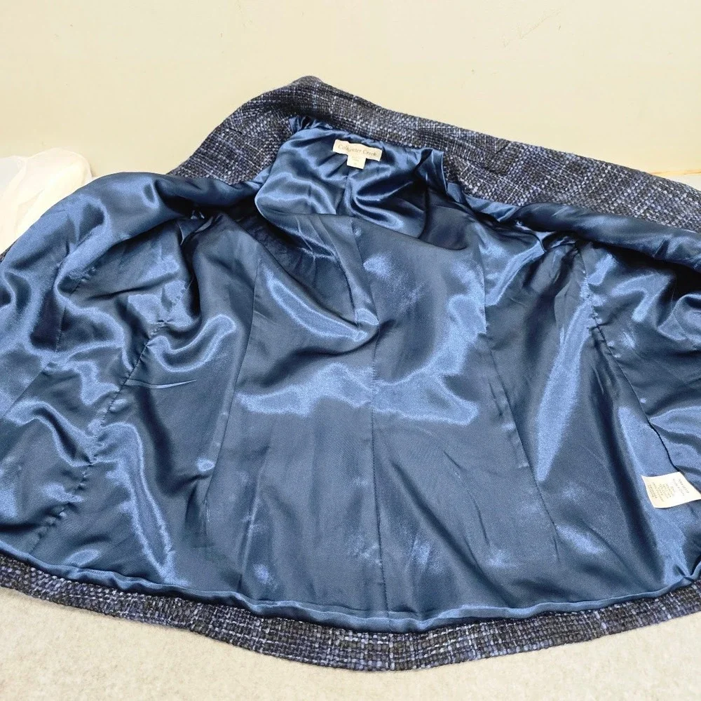 Vintage Coldwater Creek Tweed Jacket Blazer 10 Blue Linen Blend Office Career